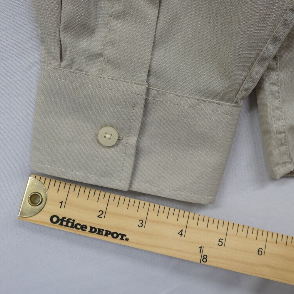 Antigua Womens Tan Shirt XL Long Sleeve Collard Button Front Fitted Top Blouse - Picture 10 of 16